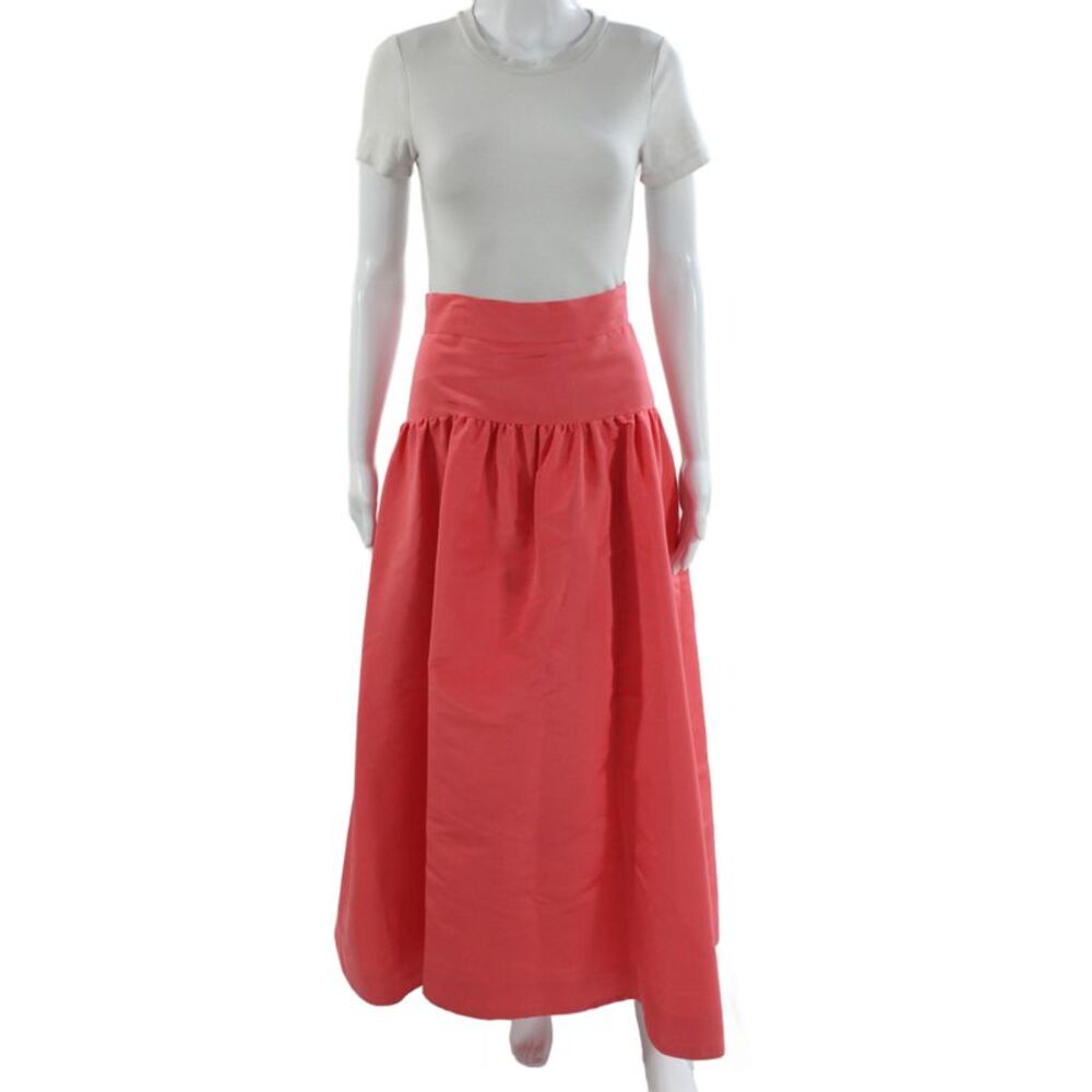 Oscar de la Renta Womens Pink Maxi Skirt Solid Polyester Cotton Size 14